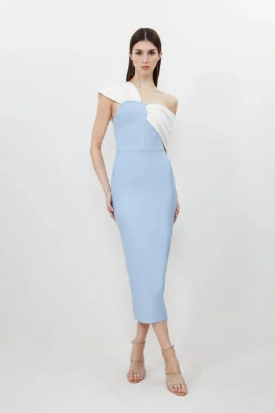 Karen Millen Figure Form Asymmetric Midi Dress In Blue