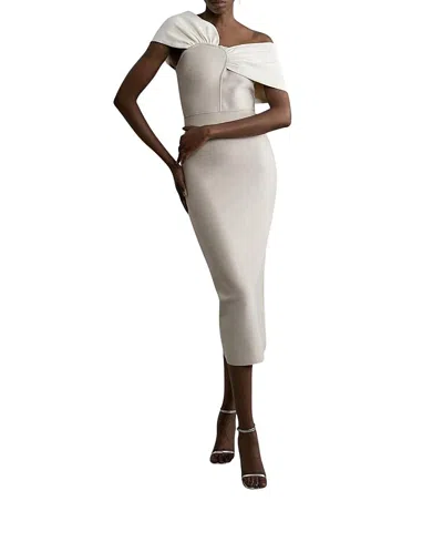 Karen Millen Figure Form Asymmetric Midi Dress In Yellow