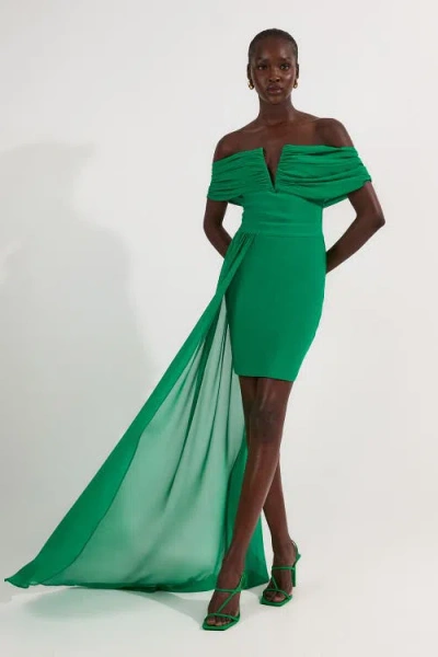 Karen Millen Figure Form Bandage Knit Bardot Dress In Green