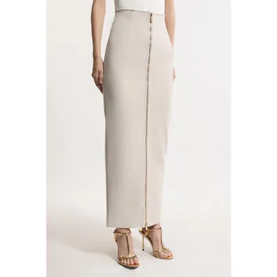 Karen Millen Figure Form Zip Maxi Skirt In Neutral