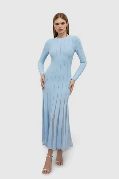 Karen Millen Filament Full Skirt Knit Midi Dress In Blue