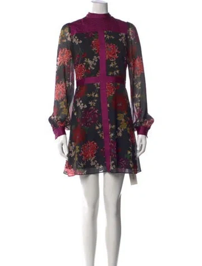 Pre-owned Karen Millen Floral Print Mini Dress In Multicolor
