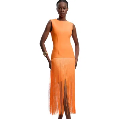 Karen Millen Form Fit Bandage Tassel Hem Mini Dress In Multi