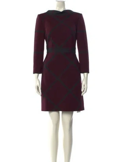 Pre-owned Karen Millen Graphic Print Mini Dress In Burgundy
