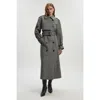Karen Millen Herringbone Tailored Maxi Coat In Gray