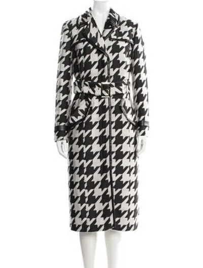 Pre-owned Karen Millen Houndstooth Print Coat In Black