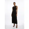 Karen Millen Jersey Pleated Maxi Dress In Black