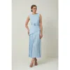 Karen Millen Jersey Pleated Maxi Dress In Blue