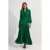 Karen Millen Jersey Ponte Georgette Mix Midi Dress In Green