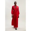 Karen Millen Jersey Ponte Georgette Mix Midi Dress In Red