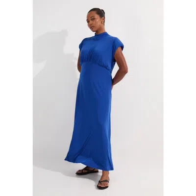 Karen Millen Jersey Short Sleeve Maxi Dress In Blue