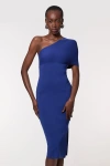 Karen Millen Knitted One Shoulder Dress In Blue
