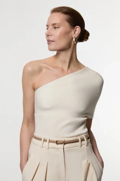 Karen Millen Knitted One Shoulder Top In White