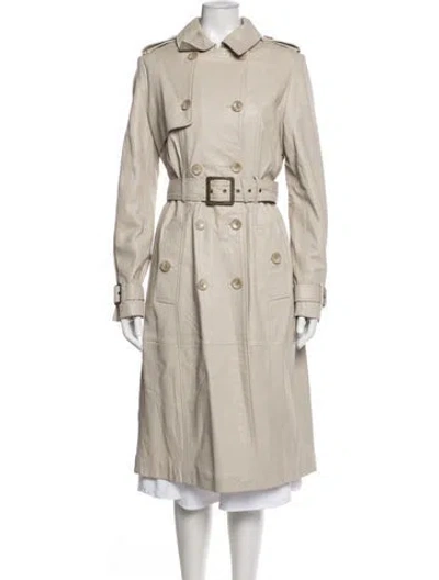 Pre-owned Karen Millen Lamb Fur Trench Coat In Neutrals