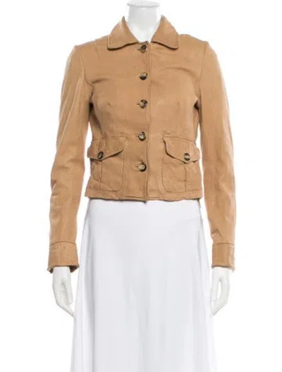 Pre-owned Karen Millen Leather Utility Jacket In Neutral