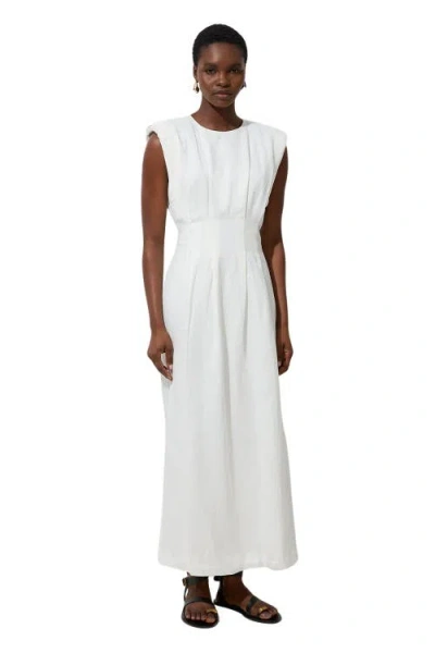 Karen Millen Linen Blend Pintuck Midi Dress In Animal Print