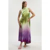 Karen Millen Ombre Satin Cape Midi Dress In Multi