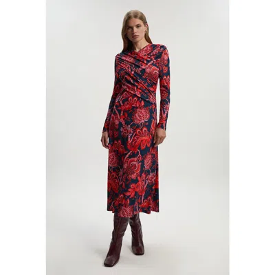 Karen Millen Paisley Jersey Crepe Twist Maxi Dress In Multi