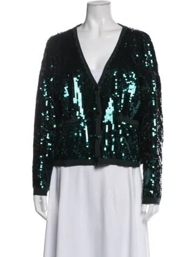 Pre-owned Karen Millen Patterned Evening Jacket In Green