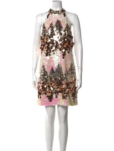 Pre-owned Karen Millen Patterned Mini Dress In Multi