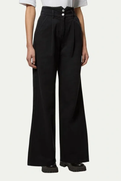 Karen Millen Petite Denim Wide Leg High Waisted Jeans In Black