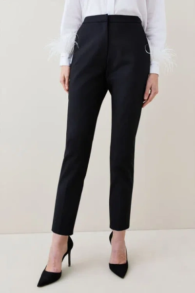 Karen Millen Petite Essential Techno Woven Trousers In Black