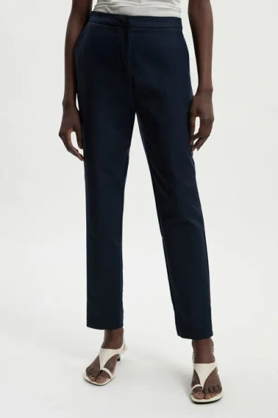 Karen Millen Petite Essential Techno Woven Trousers In Blue