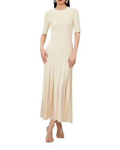 Karen Millen Petite Knit Full Skirt Midi Dress In Neutral