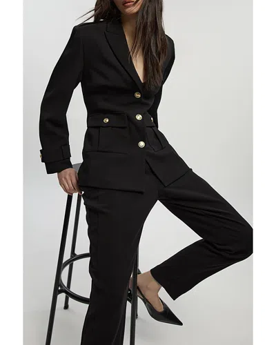 Karen Millen Petite Military Single Breasted Blazer In Black