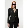 Karen Millen Petite Tailored Button Military Blazer In Black