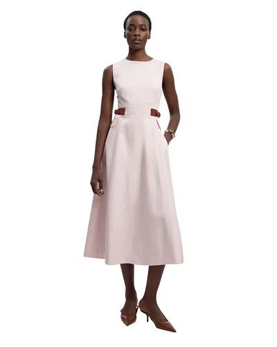 Karen Millen Petite Tailored Linen Full Midi Dress In Pink
