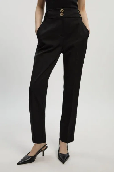 Karen Millen Petite Textured Straight Leg Trousers In Black