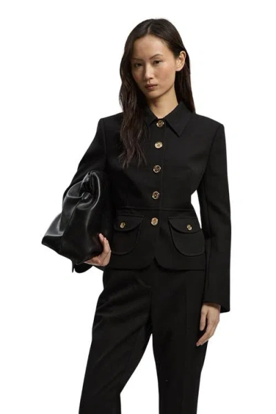 Karen Millen Petite Textured Tailored Jacket In Black