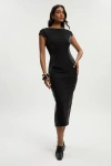 Karen Millen Ponte And Pu Mix Pencil Midi Dress In Black