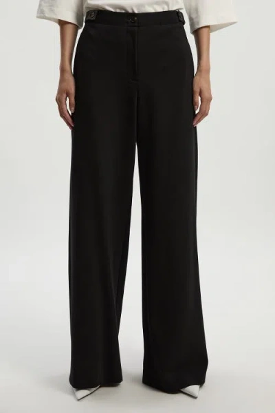 Karen Millen Ponte Pu Wide Leg Pants In Black