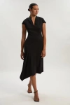 Karen Millen Ponte V-neck Midi Dress In Black