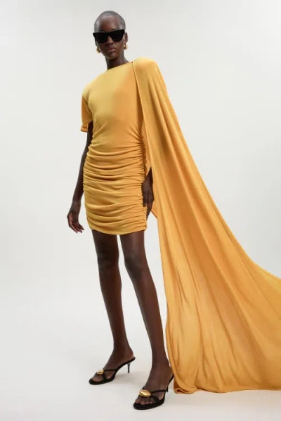 Karen Millen Premium Detail Mini Dress In Yellow