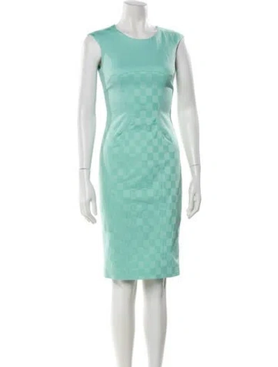 Pre-owned Karen Millen Printed Knee-length Dress In Green