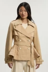 Karen Millen Quilted Padded Peplum Short Trench Coat In Metallic