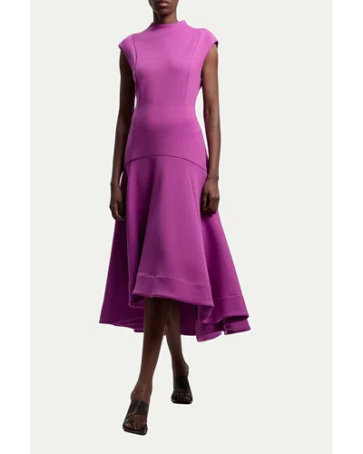 Karen Millen Ruffle Hem Sleeveless Midi Dress In Purple