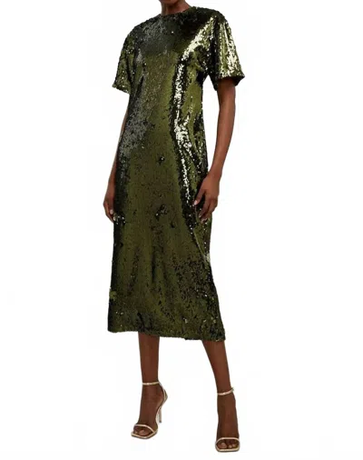 Karen Millen Sequin Maxi Shift Dress In Green