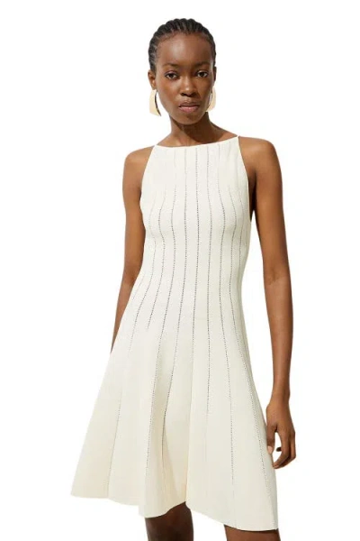 Karen Millen Sheer Knit Mini Dress In White