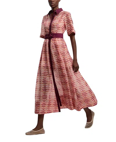 Karen Millen Short Sleeve Midi Shirt Dress In Multi