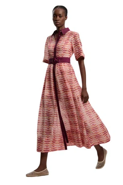 Karen Millen Short Sleeve Midi Shirt Dress In Multi