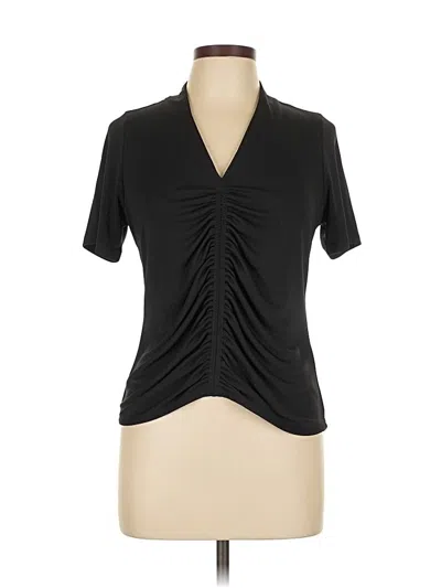 Pre-owned Karen Millen Short Sleeve Top Black Plunge Neckline Tops