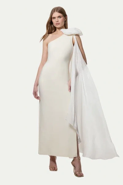 Karen Millen Shoulder Bow Cape Detail Maxi Dress In White