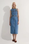 Karen Millen Sleeveless Denim Midi Dress In Blue