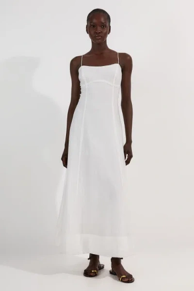 Karen Millen Strappy Woven Midi Dress In White