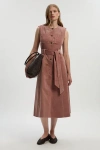 Karen Millen Stretch Cord Belted Midi Dress In Pink