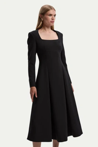 Karen Millen Stretch Sweetheart Neck Midi Dress In Black